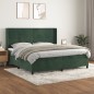 vidaXL Giroletto a Molle con Materasso Verde Scuro 200x200 cm Velluto