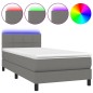 Letto a Molle Materasso e LED Grigio Scuro 80x200 cm in Tessuto Letto a Molle Materasso e LED Grigio Scuro 80x200 cm in Tessuto