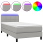 Letto a Molle Materasso e LED Grigio Chiaro 90x200 cm Tessuto Letto a Molle Materasso e LED Grigio Chiaro 90x200 cm Tessuto