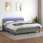 Letto a Molle Materasso e LED Grigio Scuro 180x200cm in Tessuto Letto a Molle Materasso e LED Grigio Scuro 180x200cm in Tessuto