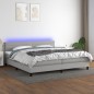 Letto a Molle Materasso e LED Grigio Chiaro 200x200 cm Tessuto Letto a Molle Materasso e LED Grigio Chiaro 200x200 cm Tessuto