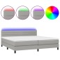Letto a Molle Materasso e LED Grigio Chiaro 200x200 cm Tessuto Letto a Molle Materasso e LED Grigio Chiaro 200x200 cm Tessuto