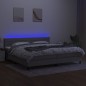 Letto a Molle Materasso e LED Grigio Chiaro 200x200 cm Tessuto Letto a Molle Materasso e LED Grigio Chiaro 200x200 cm Tessuto