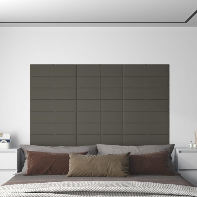 Pannelli Murali 12 pz Grigio Scuro 60x15 cm Velluto 1,08 m² Pannelli Murali 12 pz Grigio Scuro 60x15 cm Velluto 1,08 m²