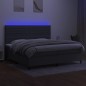 vidaXL Letto a Molle Materasso e LED Grigio Scuro 200x200cm in Tessuto vidaXL Letto a Molle Materasso e LED Grigio Scuro 200x200cm in Tessuto