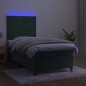 Letto a Molle con Materasso e LED Verde Scuro 100x200cm Velluto Letto a Molle con Materasso e LED Verde Scuro 100x200cm Velluto