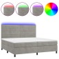 Letto a Molle Materasso e LED Grigio Chiaro 200x200 cm Velluto Letto a Molle Materasso e LED Grigio Chiaro 200x200 cm Velluto