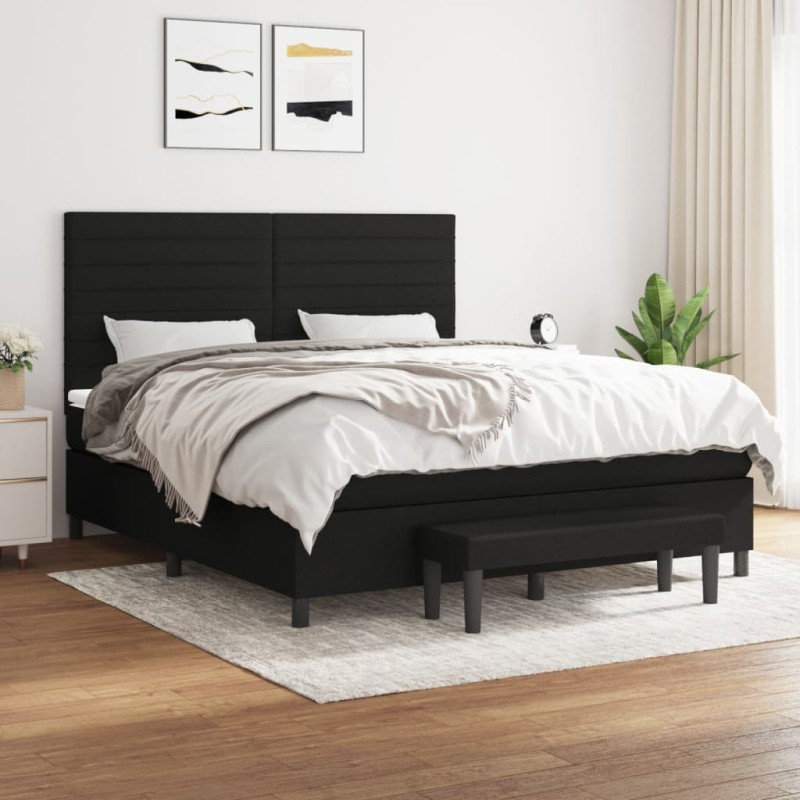 vidaXL Giroletto a Molle con Materasso Nero 180x200 cm in Tessuto