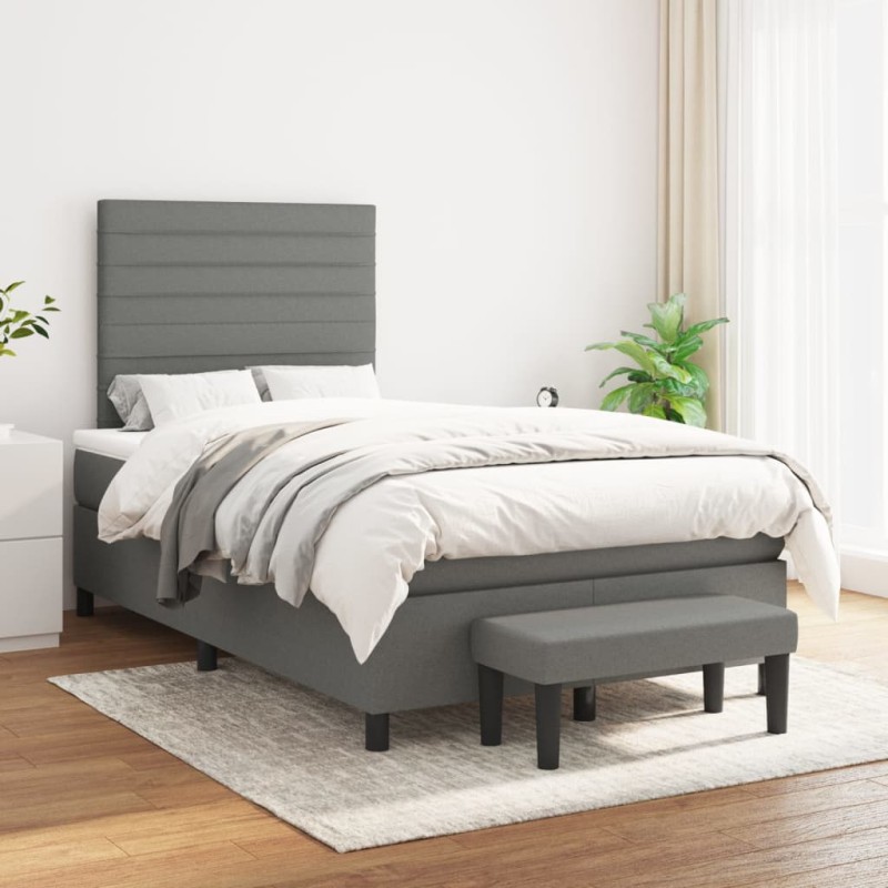 vidaXL Giroletto a Molle con Materasso Grigio Scuro 120x200 cm Tessuto