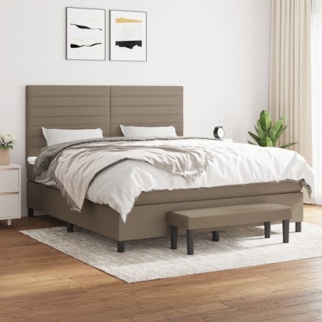 vidaXL Giroletto a Molle con Materasso Tortora 180x200 cm in Tessuto