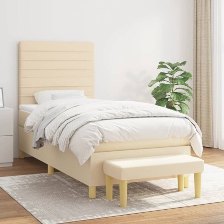 Giroletto a Molle con Materasso Crema 100x200 cm in Tessuto