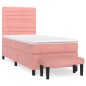 vidaXL Giroletto a Molle con Materasso Rosa 100x200 cm in Velluto