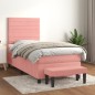 vidaXL Giroletto a Molle con Materasso Rosa 90x200 cm in Velluto