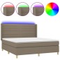 Letto a Molle con Materasso e LED Tortora 180x200 cm in Tessuto Letto a Molle con Materasso e LED Tortora 180x200 cm in Tessuto