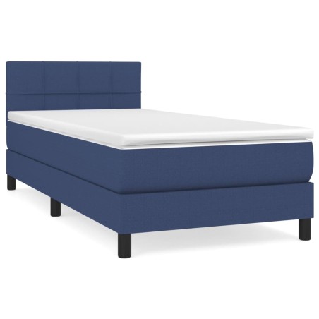 vidaXL Giroletto a Molle con Materasso Blu 90x190 cm in Tessuto