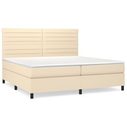 vidaXL Giroletto a Molle con Materasso Crema 200x200 cm in Tessuto