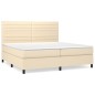 vidaXL Giroletto a Molle con Materasso Crema 200x200 cm in Tessuto