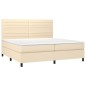 vidaXL Giroletto a Molle con Materasso Crema 200x200 cm in Tessuto