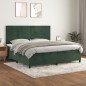 vidaXL Giroletto a Molle con Materasso Verde Scuro 200x200 cm Velluto