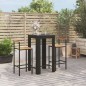 vidaXL Set Bar Giardino 3 pz Nero Polyrattan e Legno Massello Acacia vidaXL Set Bar Giardino 3 pz Nero Polyrattan e Legno Massello Acacia