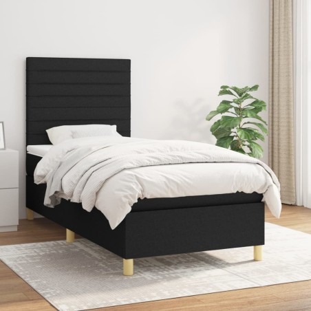 vidaXL Giroletto a Molle con Materasso Nero 100x200 cm in Tessuto