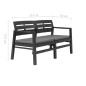 Panchina Giardino 2 Posti con Cuscini 133 cm Plastica Antracite Panchina Giardino 2 Posti con Cuscini 133 cm Plastica Antracite