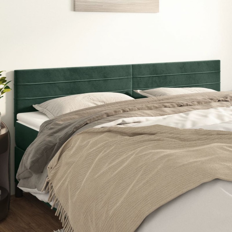 Testiera 2 pz Verde scuro 90x5x78/88 cm in Velluto Testiera 2 pz Verde scuro 90x5x78/88 cm in Velluto
