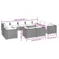 Set Divani da Giardino 12 pz con Cuscini in Polyrattan Grigio