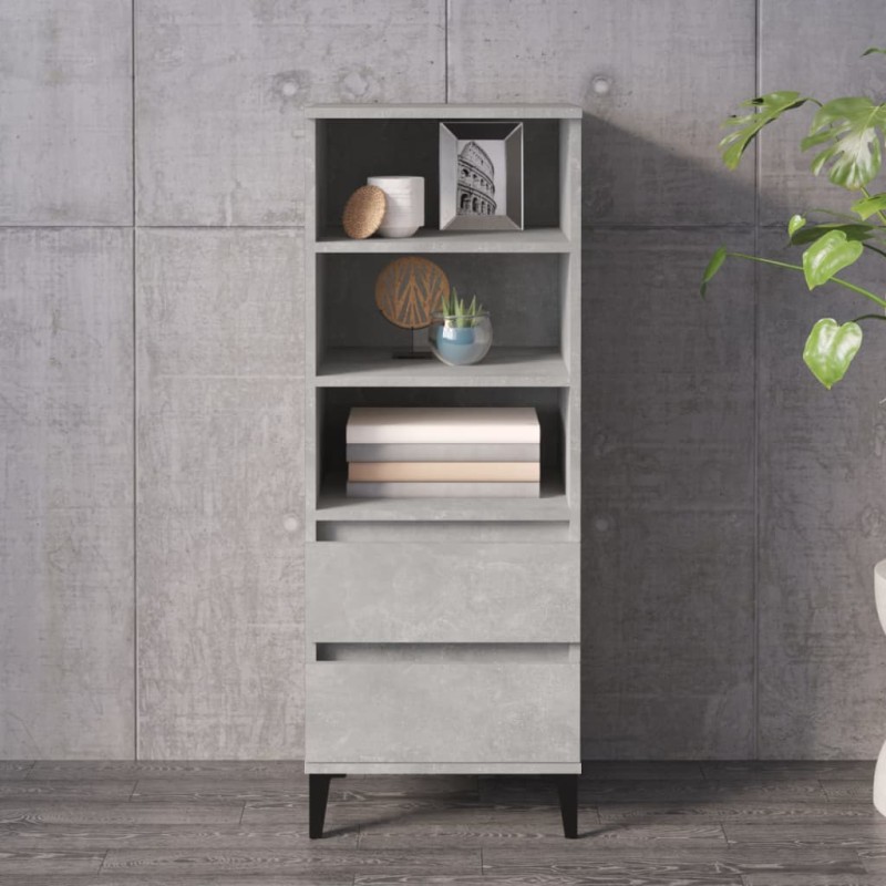 Credenza Grigio Cemento 40x36x110 cm in Legno Multistrato Credenza Grigio Cemento 40x36x110 cm in Legno Multistrato