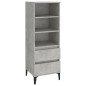Credenza Grigio Cemento 40x36x110 cm in Legno Multistrato Credenza Grigio Cemento 40x36x110 cm in Legno Multistrato
