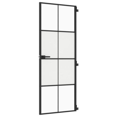 Porta Interni Sottile Nera 76x201,5cm Vetro Temperato Alluminio