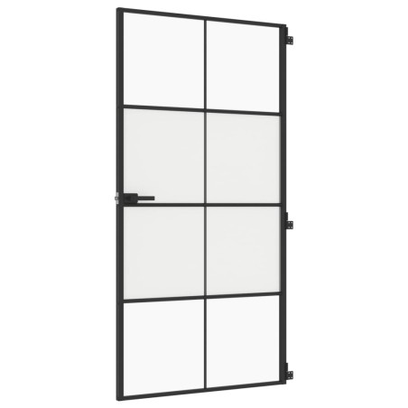 Porta Interni Sottile Nera 102,5x201,5Vetro Temperato Alluminio