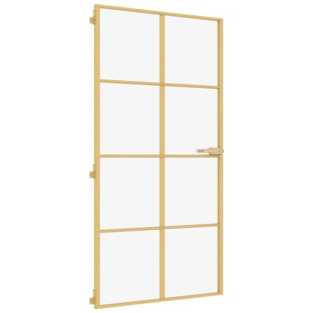 Porta Interni Sottile Oro 102,5x201,5 Vetro Temperato Alluminio