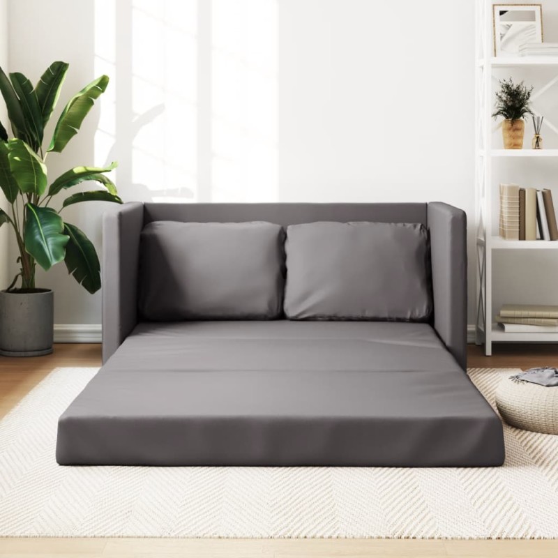 Divano Letto da Terra 2 in 1 Grigio 112x174x55 cm Similpelle Divano Letto da Terra 2 in 1 Grigio 112x174x55 cm Similpelle