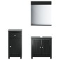 Set Mobili da Bagno 3 pz BERG Nero in Legno Massello di Pino Set Mobili da Bagno 3 pz BERG Nero in Legno Massello di Pino
