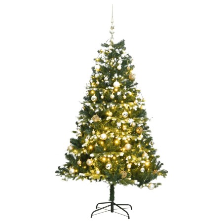 Albero Natale Incernierato con 300 LED e Palline 180 cm