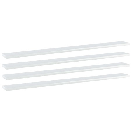 Ripiani per Libreria 4pz Bianco Lucido 100x10x1,5cm Multistrato
