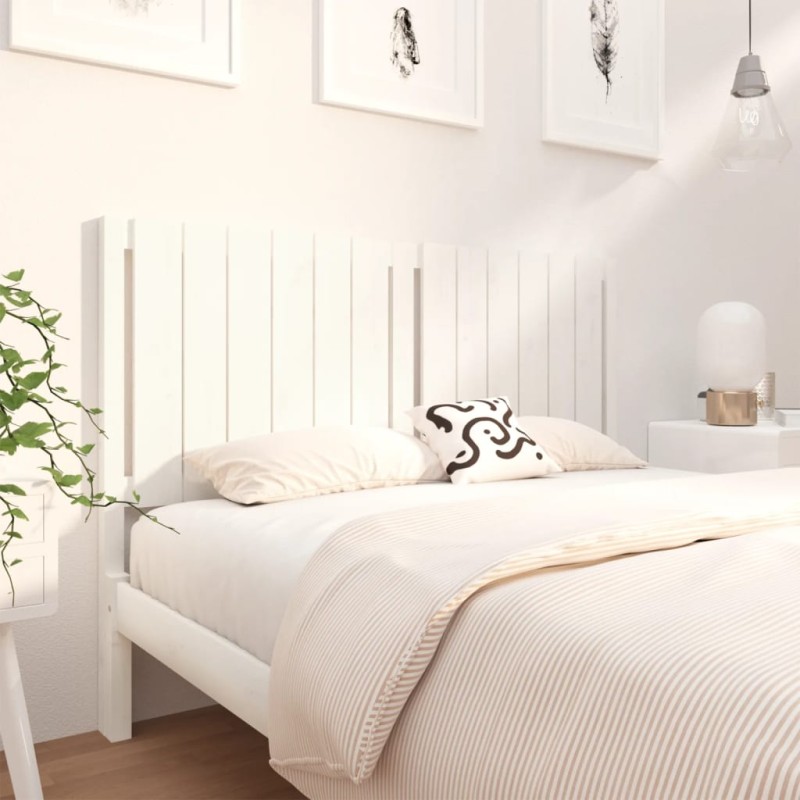 Testiera per Letto Bianca 140,5x4x100 cm Legno Massello di Pino Testiera per Letto Bianca 140,5x4x100 cm Legno Massello di Pino