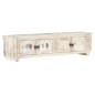 Mobile Porta TV Bianco 140x30x35 cm in Legno Massello di Mango Mobile Porta TV Bianco 140x30x35 cm in Legno Massello di Mango