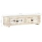 Mobile Porta TV Bianco 140x30x35 cm in Legno Massello di Mango Mobile Porta TV Bianco 140x30x35 cm in Legno Massello di Mango