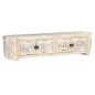 Mobile Porta TV Bianco 140x30x35 cm in Legno Massello di Mango Mobile Porta TV Bianco 140x30x35 cm in Legno Massello di Mango