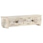 Mobile Porta TV Bianco 140x30x35 cm in Legno Massello di Mango Mobile Porta TV Bianco 140x30x35 cm in Legno Massello di Mango