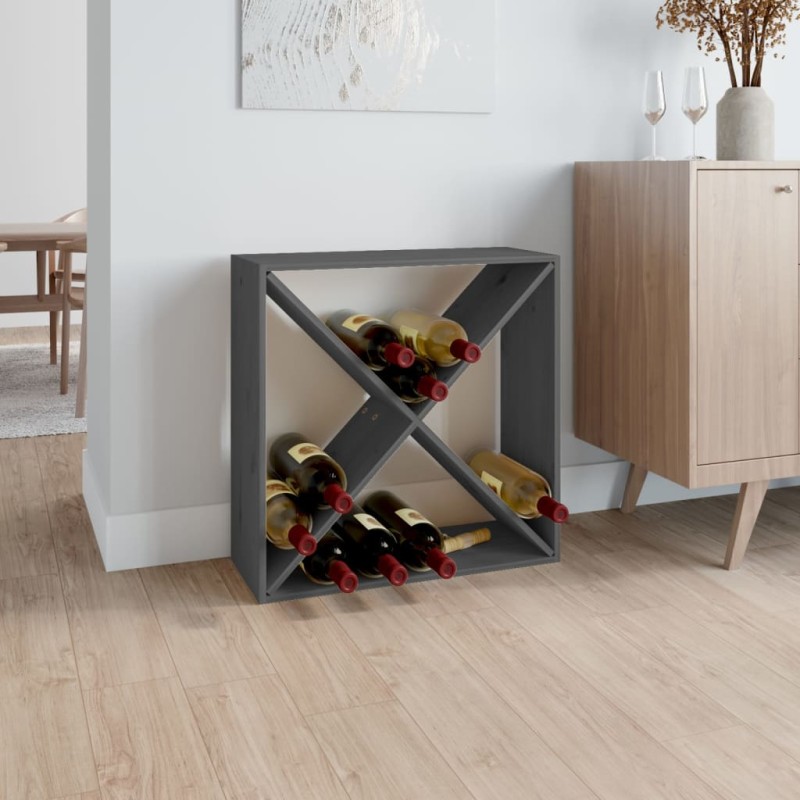 Portabottiglie Grigio 62x25x62 cm in Legno Massello di Pino Portabottiglie Grigio 62x25x62 cm in Legno Massello di Pino