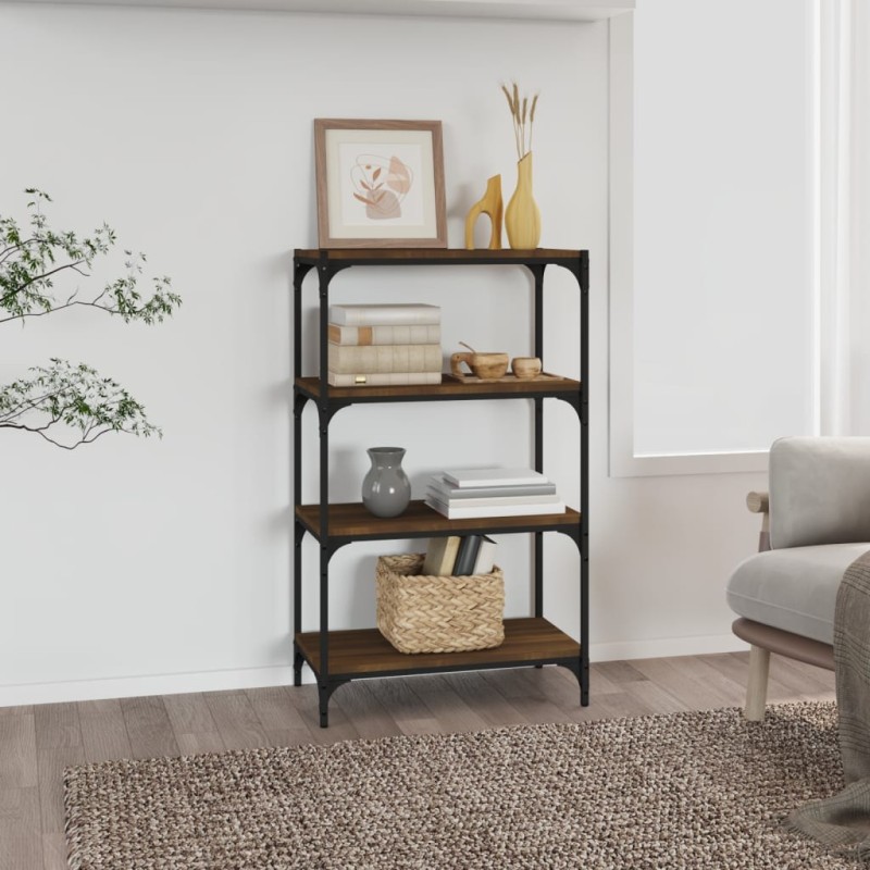 Libreria rovere marrone 60x33x100cm Legno Multistrato e Acciaio Libreria rovere marrone 60x33x100cm Legno Multistrato e Acciaio