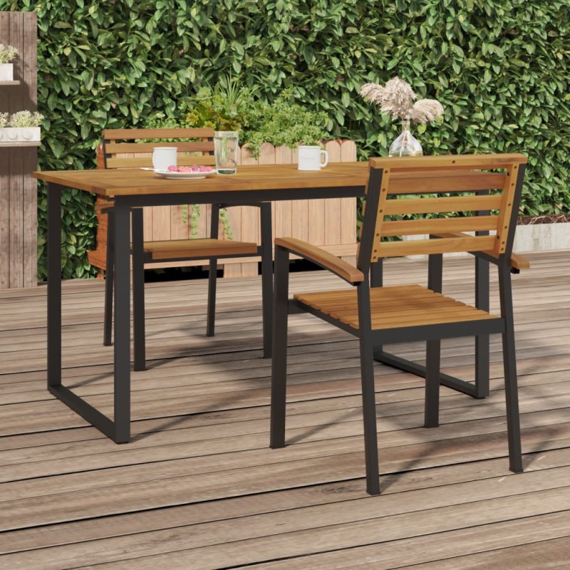 Sedie Giardino Impilabili 2 pz Legno Massello Acacia e Metallo Sedie Giardino Impilabili 2 pz Legno Massello Acacia e Metallo