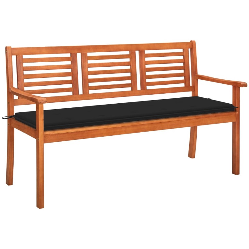 Panchina da Giardino 3 Posti e Cuscino 150cm Massello Eucalipto Panchina da Giardino 3 Posti e Cuscino 150cm Massello Eucalipto