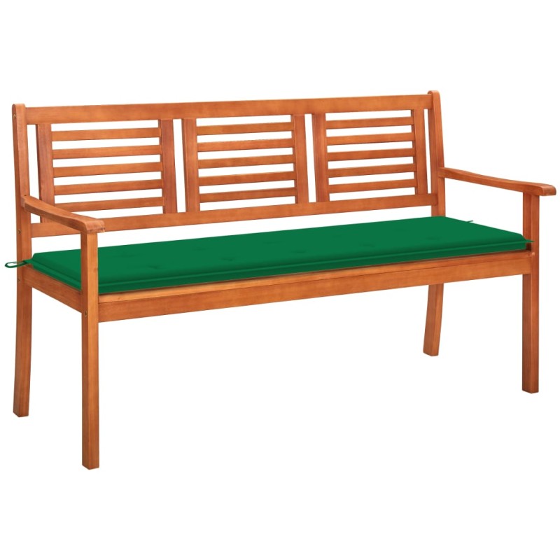 Panchina da Giardino 3 Posti e Cuscino 150cm Massello Eucalipto Panchina da Giardino 3 Posti e Cuscino 150cm Massello Eucalipto