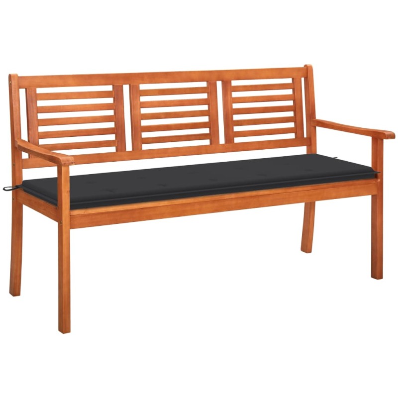 Panchina da Giardino 3 Posti e Cuscino 150cm Massello Eucalipto Panchina da Giardino 3 Posti e Cuscino 150cm Massello Eucalipto