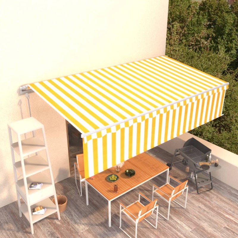 vidaXL Tenda Retrattile Automatica con Parasole 6x3m Gialla Bianca vidaXL Tenda Retrattile Automatica con Parasole 6x3m Gialla Bianca