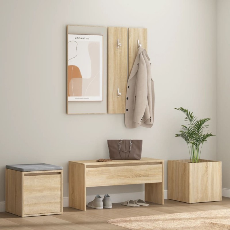 Set di Mobili da Corridoio Rovere Sonoma in Legno Multistrato Set di Mobili da Corridoio Rovere Sonoma in Legno Multistrato